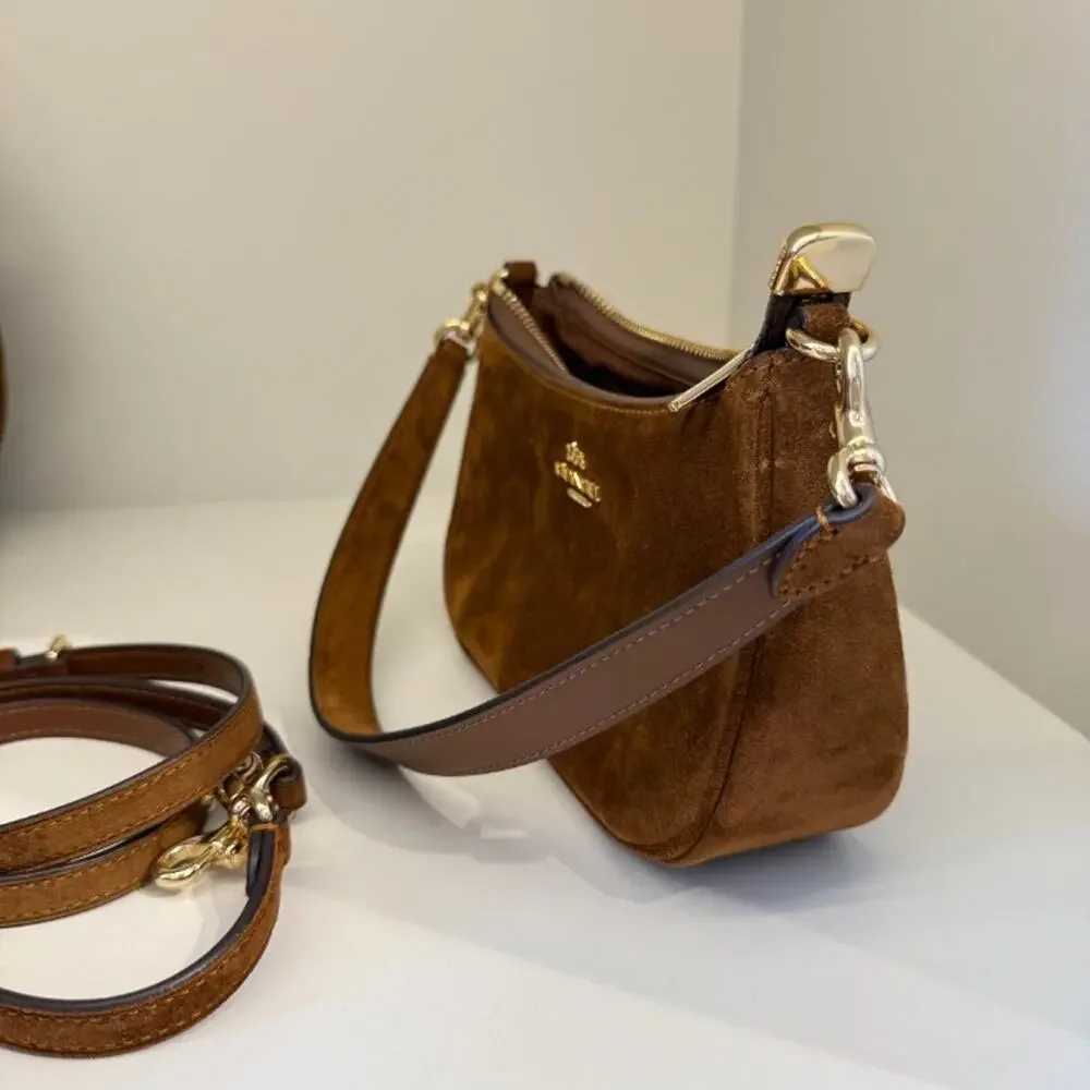 NEW‼️Coach Teri Mini Crossbody Bag CFF98 suede/Gold/Warm Brown